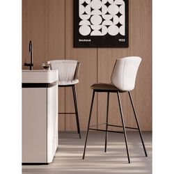 Nordic backrest leather bar chair home light luxury iron x high chair wine H bar chair cafe modern simple bar