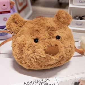 
New Barcelona Bear Bag Cute Children's Plush Doll Bear Head Bag Girls Pendant Bag Women's Crossbody Bag