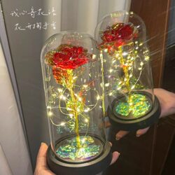 Mother's Day Eternal Flower Gold Foil Rose Birthday Gift for Girlfriend, Niche High-End Romantic and Beautiful Bouquet