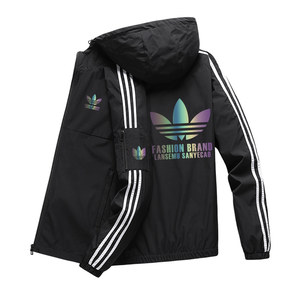 
Outlet 2026 Spring and Autumn Hooded Jackets Men's and Women's Three Stripes Casual Fashion Jackets Sports Windbreakers