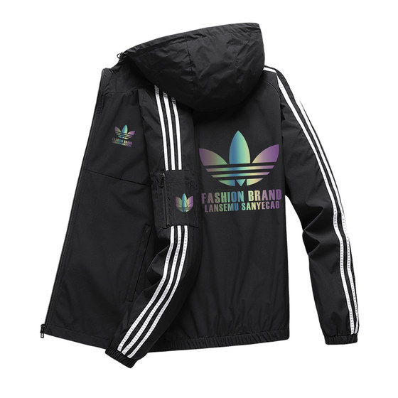 
Outlet 2026 Spring and Autumn Hooded Jackets Men's and Women's Three Stripes Casual Fashion Jackets Sports Windbreakers