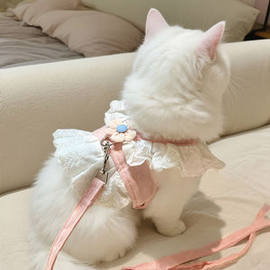 Cat leash lace bow decoration sweet jk chest and back cute style pet leash adjustable