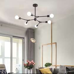 Nordic restaurant chandelier post-modern personality simple creative designer decorative branch molecular lamp living room lamp black