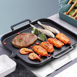 Korean-Style Maifan Stone Barbecue Plate for Home Use, Non-Stick Smokeless Grill Pan, Induction Cooker Grill Plate, Commercial Iron Plate Barbecue Meat Pan