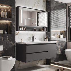 Guangdong Bathroom Cabinet Set with Integrated Ceramic Smart Luxury Washbasin Sink and Vanity Cabinet
