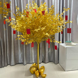 Artificial Wishing Tree, Money Tree, Golden Fake Tree, Golden Banyan Tree, Artificial Banyan Tree, New Year's Golden Tree, Decorative Landscaping Ornament