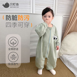 Cute and Adorable Baby Pure Cotton Crawling Suit, Breathable and Anti-Dirty Infant One-Piece Coverall, Children's Outdoor Loose Crawling Suit