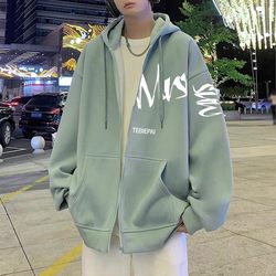 Men's Hoodie Spring and Autumn 2026 New Style Heavy-Duty Loose Oversized Jacket American Casual Zip-Up Sweatshirt