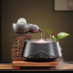 Office Front Desk Fortune-Attracting Water Fountain Ornament with Circulating Water, Humidifying, Simple Living Room Entrance, Wealth-Generating Desktop Gift