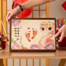 Baby Snake's First Birthday Hand and Foot Prints, Zodiac Snake, Child's Birthday, 100 Days, Full Moon Commemorative Photo Frame, First Birthday Props, Hand and Foot Prints