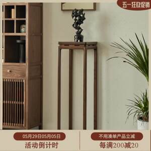 
New Chinese style new Zen paint-free furniture solid wood living room tea room flower corner flower stand old elm simple modern