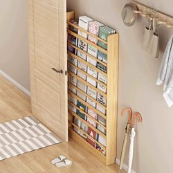 Solid Wood Children's Bookshelf Multi-Layer Storage Rack Floor-Standing Wall-Mounted Home Door Storage Rack Display Rack Integrated Narrow Bookcase