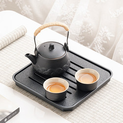 Black Pottery Kung Fu Tea Set Small Set for Home Use, Single Person Drinking, Ceramic Teapot and Teacup for Single Person, Hotel Dormitory Tea Drinking