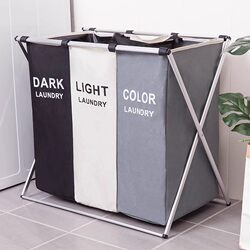 Nordic Fabric Large Laundry Basket, Foldable and Divided, Waterproof Laundry Storage Basket for Home Use