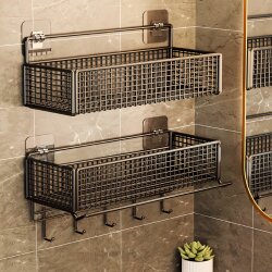 Bathroom Storage Rack, No-Drill Wall-Mounted Bathroom Organizer, Shower Room, Toilet, Washbasin Shelf