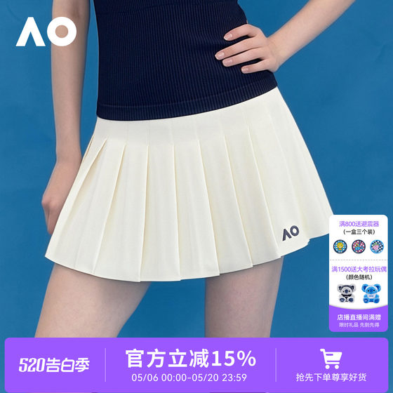 
AO Australian Open Classic Wide Pleated Sports Tennis Skirt Women's Training Fitness Sports Short Skirt Tennis Wear with Bottoms