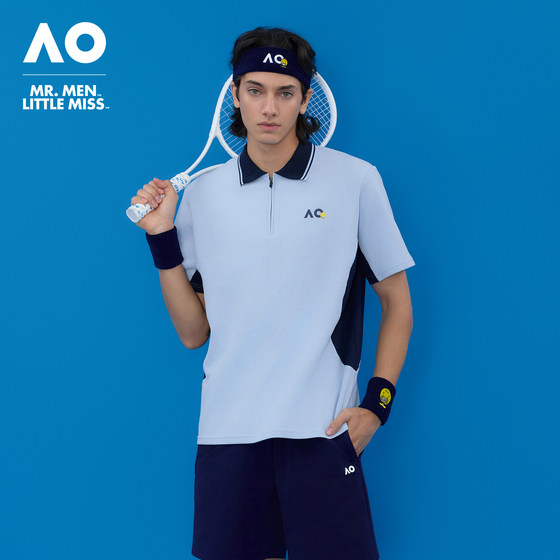 
AO Australian Open MMLM co-branded 26-year new waffle contrasting color stitching sports POLO shirt tennis wear men's T-shirt