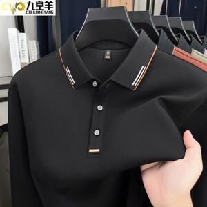 
Jiuhuangyang middle-aged men's long-sleeved lapel POLO shirt 2026 spring new fashion business casual T-shirt top