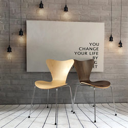 Manufacturer 7-word dining chair Nordic simple Eames backrest chair cafe hotel hotel leisure negotiation solid wood chair
