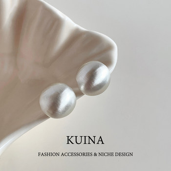 
Women's high-end brushed metal earrings silver