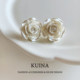 White camellia earrings for women, French style, light luxury, high-end, temperament, niche, unique and beautiful earrings
