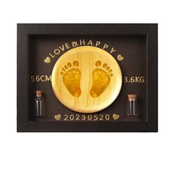 One-Year-Old Baby Hand and Foot Print Keepsake, Full Month Commemorative Hand and Foot Print, Handprint Clay, Baby Hair, 100-Day-Old Baby