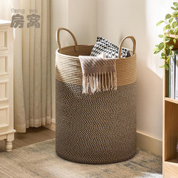 Household Dirty Clothes Basket, Cotton Rope Woven Clothes Storage Basket, Large Toy Storage Basket, Dirty Clothes Basket for Guesthouses and Hotels