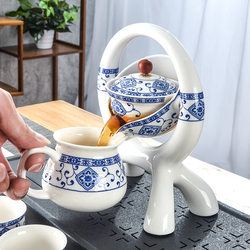 Kung Fu Ceramic Tea Set Lazy Set Office Semi-Automatic Teapot Tea Cup Home Xiaoyao Brewing Tea Set Complete Set