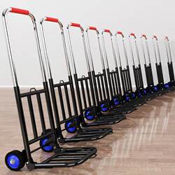Folding Handcart Stainless Steel Trolley for Grocery Shopping, Portable Handcart for Carrying Goods, Heavy-Duty Hand Push Cart