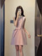 French celebrity little fragrance pink sleeveless dress with rich girl sweet waisted A-line princess skirt