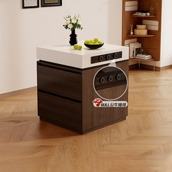 Medieval-Style Home-Use Rock Slab Integrated Dining Island Table, Narrow Dining Room Tea Storage Cabinet, Kitchen Cooking Island Table