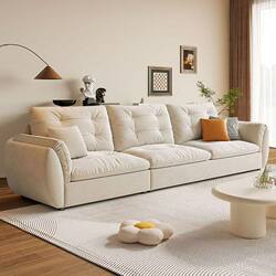 2026 New Model Skin-Friendly Fabric Sofa for Living Room, Modern Minimalist Three-Seater Leather Sofa, Suitable for Large and Small Apartments, Cream Style Sofa