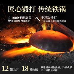 German Imported Zhangqiu Flat-Bottomed Cooking Pot Official Flagship Store Household Iron Pot Non-Coated Non-Stick Pan for Gas Stove and Electric Stove