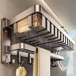 Baihan Towel Rack Bathroom No-Drill Towel Hanging Rod Bathroom Towel Rack Wall-Mounted Storage Rack Clothes Rack