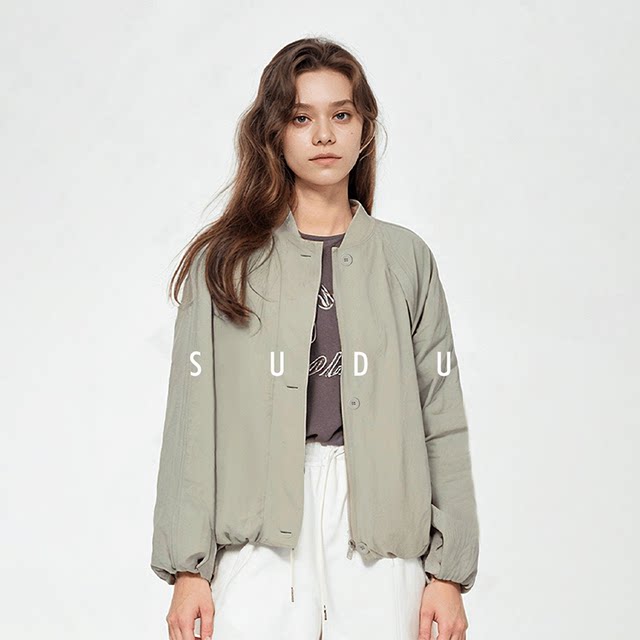 
SUDU design-sensory flower bud lantern sleeve jacket baseball uniform for women 2025 spring new commuter short jacket