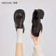 Xiyu black leather shoes for women 2025 new spring high heels temperament without tiring feet thick heels loafers
