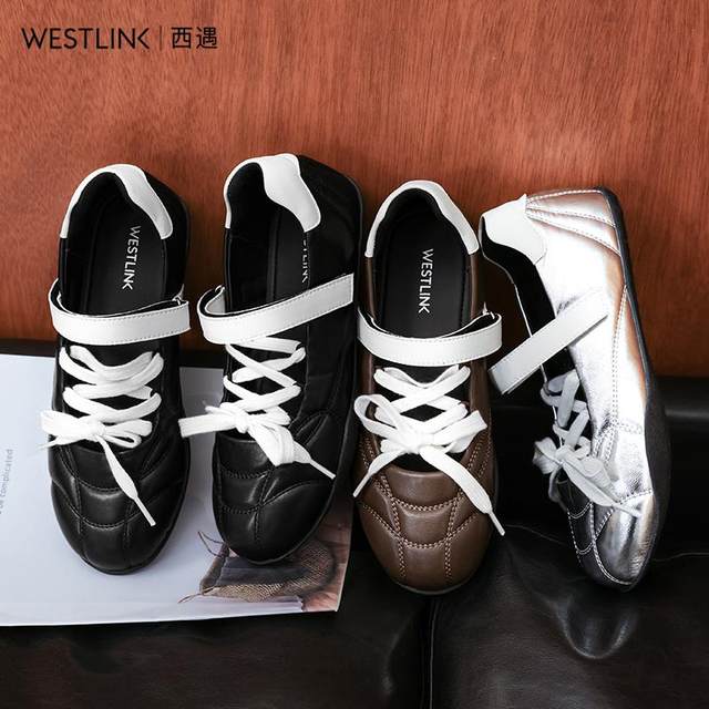 Western-Escape French Mary Jane Shoes Women's 2025 Spring New Light Mouth Single Shoes Velcro Flat Sole Ballet Shoes Sports Style