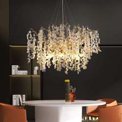 French light luxury crystal chandeliers American living room dining room bedroom full copper branch villa duplex building money tree snowflakes