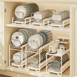 Stainless steel drawer type pull basket dish storage rack