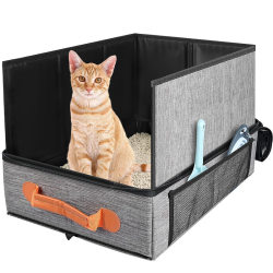 Foldable pet cat and dog litter box for travel