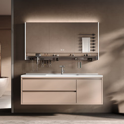 Nanjiang Cream Style Ceramic Integrated Basin Bathroom Cabinet Combination Solid Wood Washbasin Washbasin Bathroom