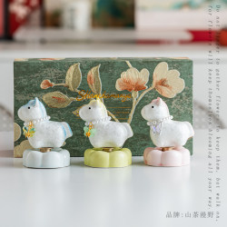 Jingdezhen Internet-Famous Hot-Selling Model, the Same Style as the Popular One, Spinning Crystal Cute Ceramic Horse Car Decoration, Gift Wholesale