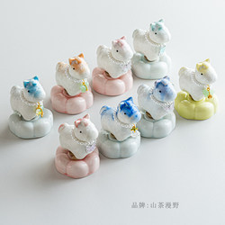 Jingdezhen's Popular Crystal Glaze Spinning Little Horse, Cute Year of the Horse Mascot, Fresh Desktop Ornament, Car Decoration, Gift