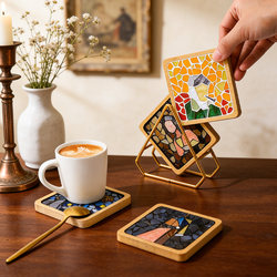 Mosaic Coaster Art Collage Coaster Handmade DIY Material Kit for Parent-Child Activities Children's Adhesive Toys
