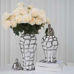 Ceramic light luxury electroplating general jar European flower vase handicraft ornament porch soft decoration decorative storage jar