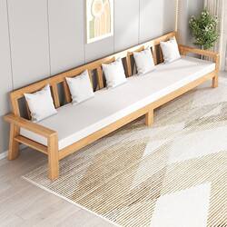 Rubberwood Solid Wood Sofa Set, Simple Design for Small Apartments, Balcony, Living Room, Two-Seater, Three-Seater, Four-Seater Bench Sofa Chair