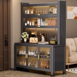 Household Steel Shoe Cabinet, Integrated Wall-Mounted Storage Cabinet, Large-Capacity Sideboard, Entryway Multi-Layer Shoe Rack