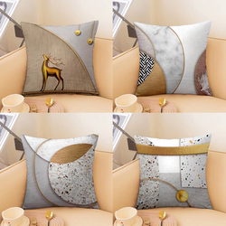 Modern Light Luxury Earth-Tone Stain-Resistant Throw Pillow for Living Room Sofa, Model Home Simple Decorative Backrest Cushion Soft Cover