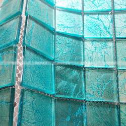 Mediterranean Crystal Glass Mosaic in Teal Blue for Kitchen, Living Room, Balcony, Tv Background Wall, Dining Room, and Bar Decoration