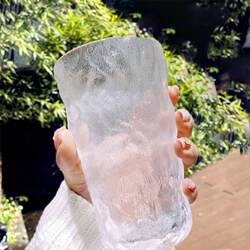 Glacier-Patterned Glass Cup, High Aesthetic Value, Suitable for Home Use, for Women, Beverage, Beer, Coffee Cup for Men